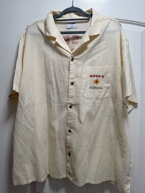Old Navy Cream Short-Sleeve Button-Down Camp Shirt with Pocket Logo
